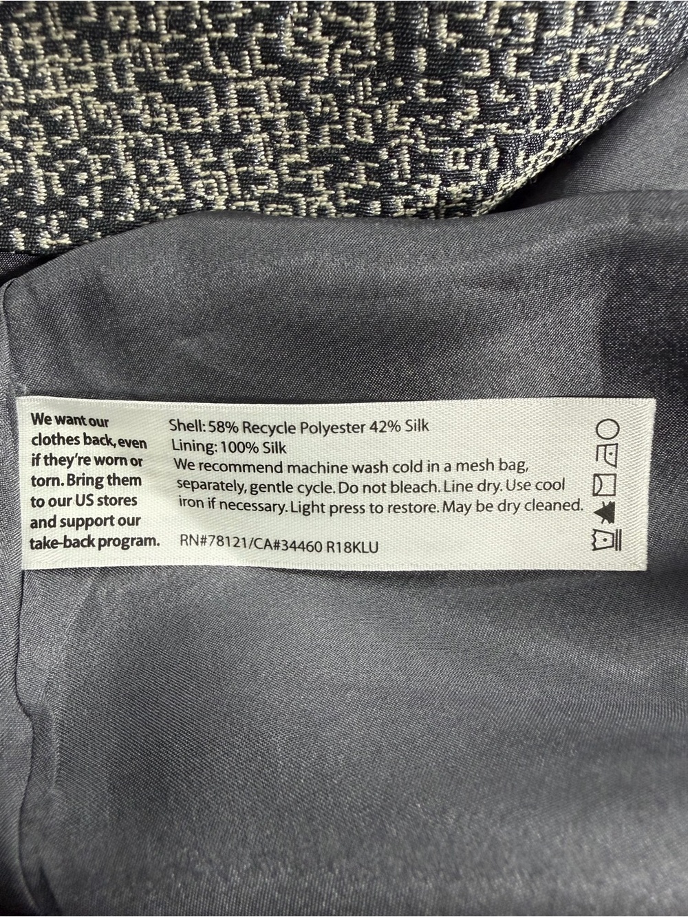 Eileen Fisher Silk Blend Jacket Women’s Large Gray Textured Short Sleeve - Picture 6 of 6